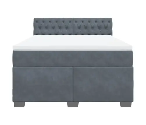 Atsperu Gulta Ar Matraci, Tumši Pelēka Samts, 160X200 Cm Vidaxl