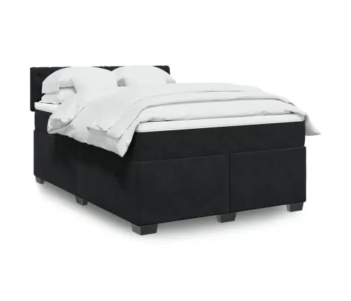 Atsperu Gulta Ar Matraci, Melna Samts, 160X200 Cm Vidaxl