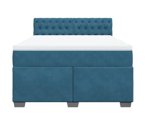 Kontinentaalvoodi Madratsiga, Sinine, 160 X 200 cm Samet