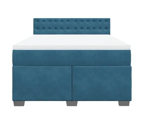 Atsperu Gulta Ar Matraci, Zils Samts, 160X200 Cm Vidaxl Atsperu Gulta Ar Matraci, Zils Samts, 160X200 Cm Vidaxl