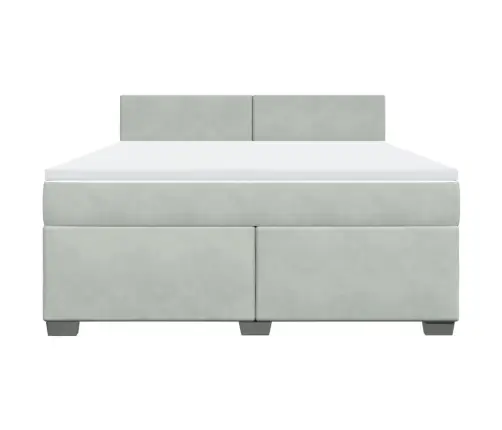 Lova Su Spyruoklėmis Ir Čiužiniu, Pilka, 180X200 cm Aksomas