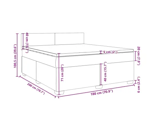 Atsperu Gulta Ar Matraci, Zils Samts, 180X200 Cm Vidaxl