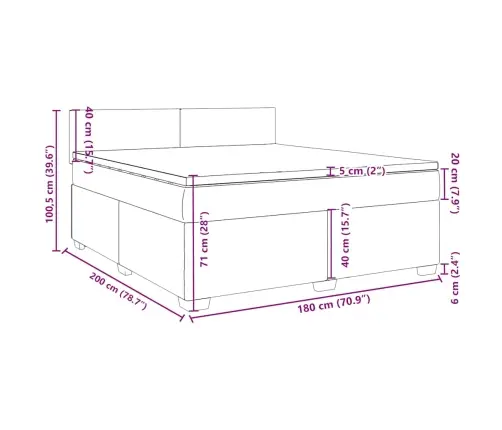 Atsperu Gulta Ar Matraci, Zils Samts, 180X200 Cm Vidaxl