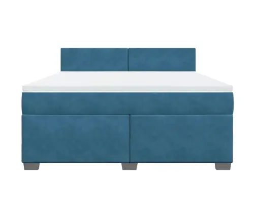 Atsperu Gulta Ar Matraci, Zils Samts, 180X200 Cm Vidaxl