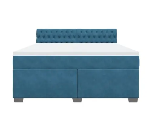 Atsperu Gulta Ar Matraci, Zils Samts, 180X200 Cm Vidaxl