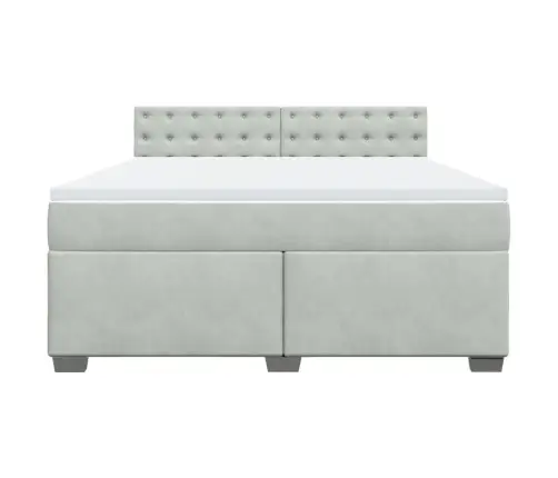 Lova Su Spyruoklėmis Ir Čiužiniu, Pilka, 180X200 cm Aksomas