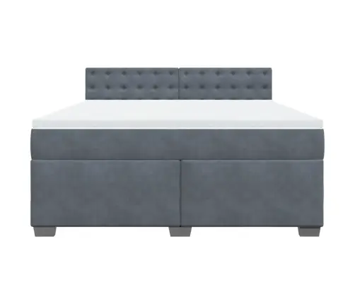 Lova Su Spyruoklėmis Ir Čiužiniu, Pilka, 180X200 cm Aksomas