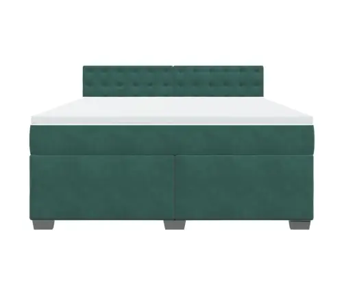 Atsperu Gulta Ar Matraci, Tumši Zaļš Samts, 180X200 Cm Vidaxl