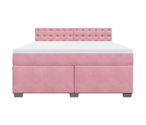 Atsperu Gulta Ar Matraci, Rozā Samts, 180X200 Cm Vidaxl