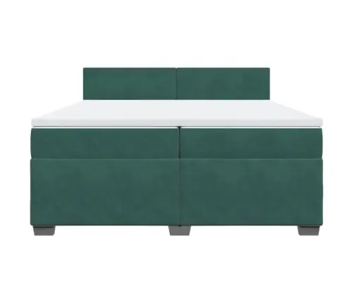 Atsperu Gulta Ar Matraci, Tumši Zaļš Samts, 200X200 Cm Vidaxl