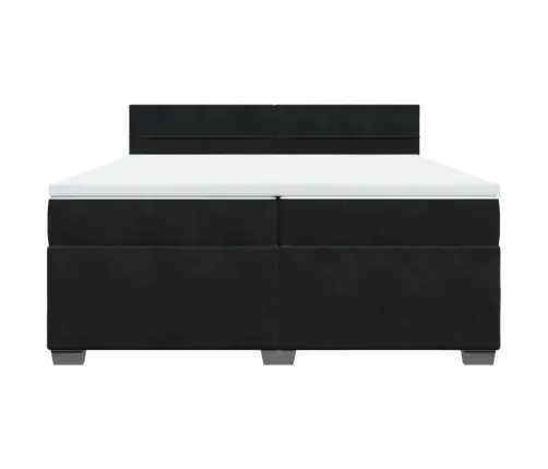 Atsperu Gulta Ar Matraci, Melna Samts, 200X200 Cm Vidaxl