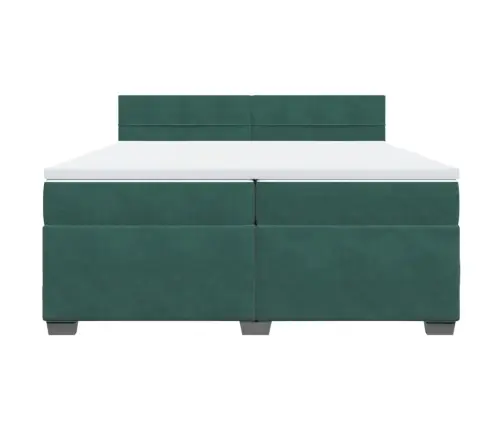 Atsperu Gulta Ar Matraci, Tumši Zaļš Samts, 200X200 Cm Vidaxl