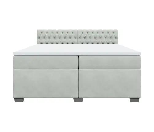 Atsperu Gulta Ar Matraci, Gaiši Pelēka Samts, 200X200 Cm Vidaxl