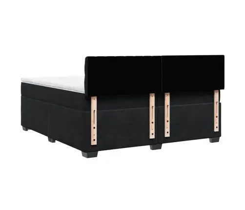 Atsperu Gulta Ar Matraci, Melna Samts, 200X200 Cm Vidaxl