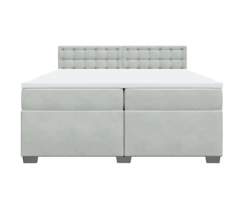 Atsperu Gulta Ar Matraci, Gaiši Pelēka Samts, 200X200 Cm Vidaxl