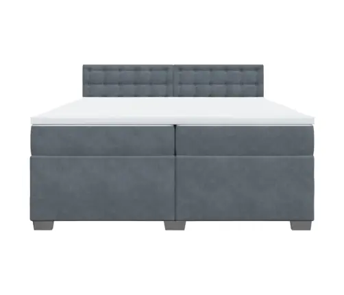 Atsperu Gulta Ar Matraci, Tumši Pelēka Samts, 200X200 Cm Vidaxl