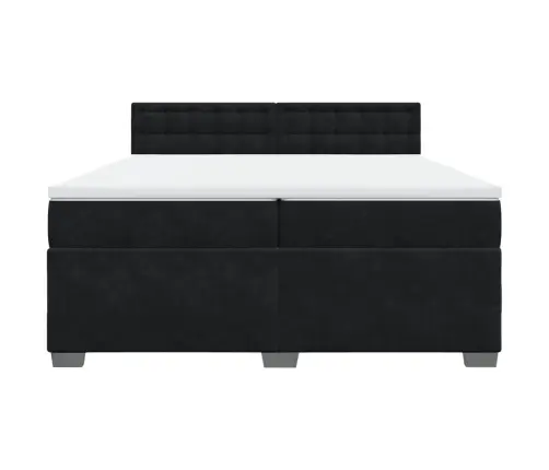 Atsperu Gulta Ar Matraci, Melna Samts, 200X200 Cm Vidaxl