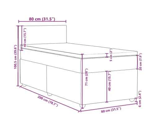 Lova Su Spyruoklėmis Ir Čiužiniu, Juoda, 80X200cm Audinys