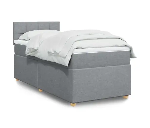 Atsperu Gultas Rāmis Ar Matraci, Gaiši Pelēka Audums, 80X200 Cm Vidaxl