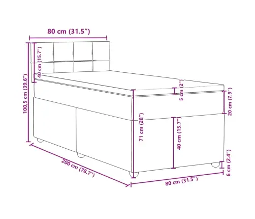 Atsperu Gultas Rāmis Ar Matraci, Tumši Pelēka, 80X200Cm, Audums Vidaxl