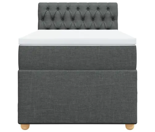 Atsperu Gultas Rāmis Ar Matraci, Tumši Pelēka, 80X200Cm, Audums Vidaxl