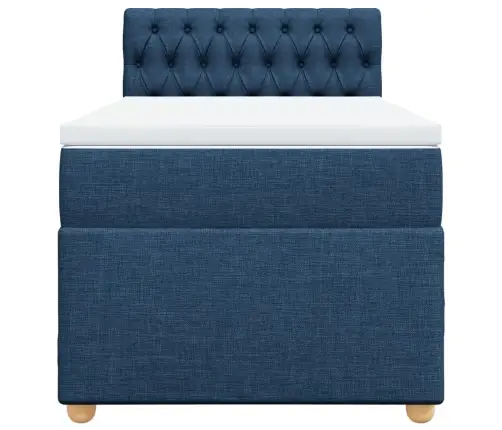 Atsperu Gultas Rāmis Ar Matraci, Zils, 80X200 Cm, Audums Vidaxl