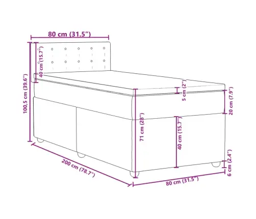 Lova Su Spyruoklėmis Ir Čiužiniu, Ruda, 80X200 cm Audinys
