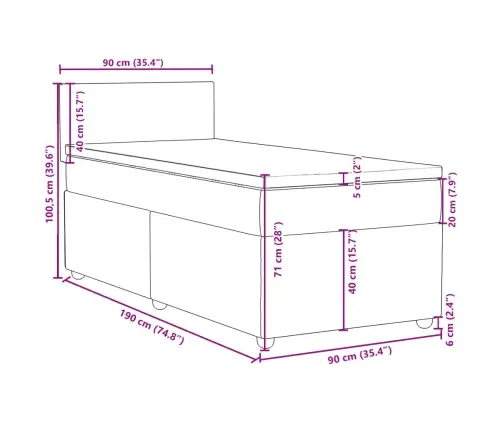 Lova Su Spyruoklėmis Ir Čiužiniu, Kreminė, 90X190 cm Audinys