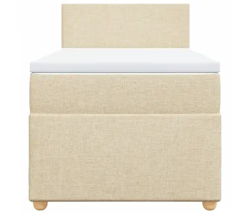 Lova Su Spyruoklėmis Ir Čiužiniu, Kreminė, 90X190 cm Audinys