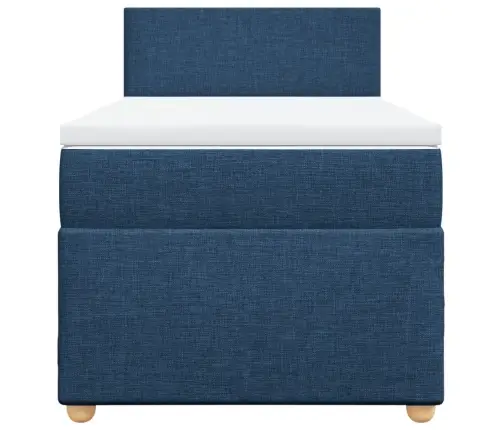 Atsperu Gultas Rāmis Ar Matraci, Zils, 90X190 Cm, Audums Vidaxl