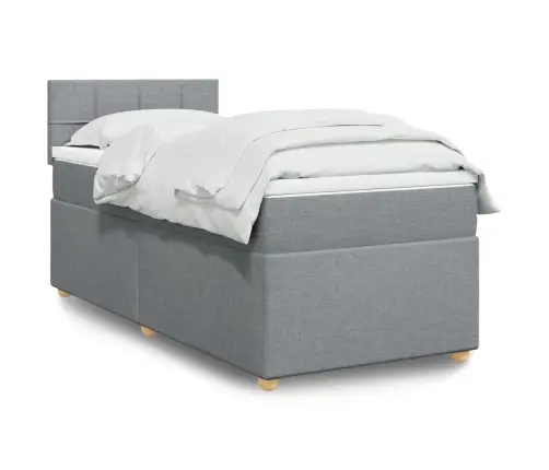 Lova Su Spyruoklėmis Ir Čiužiniu, Pilka, 90X190 cm Audinys