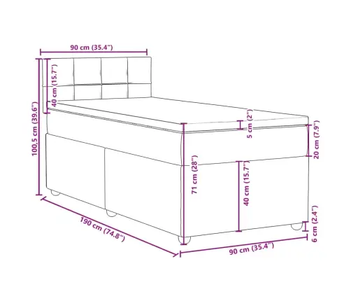Lova Su Spyruoklėmis Ir Čiužiniu, Mėlyna, 90X190 cm Audinys