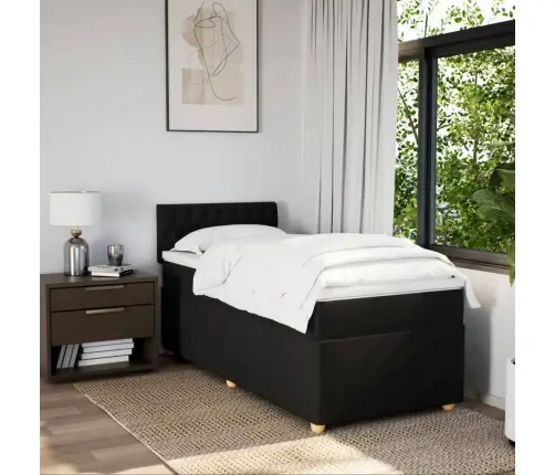 Atsperu Gulta Ar Matraci, Melna, 90X190 Cm, Audums Vidaxl