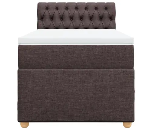 Atsperu Gulta Ar Matraci, Tumši Brūna, 90X190 Cm, Audums Vidaxl