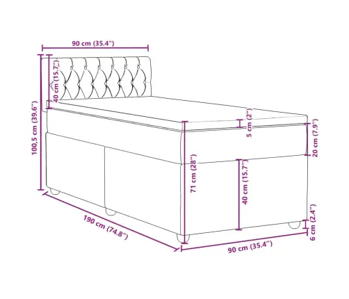 Kontinentaalvoodi Madratsiga, Kreemjas, 90X190 cm Kangas