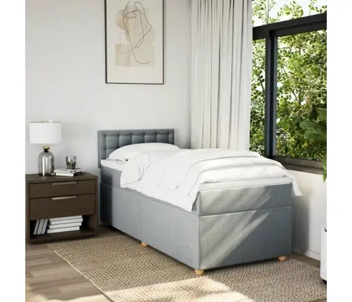 Atsperu Gulta Ar Matraci, Gaiši Pelēka, 90X190 Cm, Audums Vidaxl