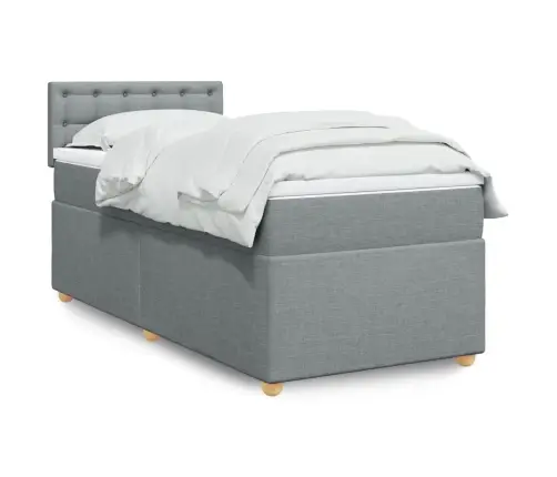 Atsperu Gulta Ar Matraci, Gaiši Pelēka, 90X190 Cm, Audums Vidaxl