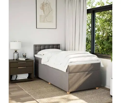 Lova Su Spyruoklėmis Ir Čiužiniu, Taupe, 90X190 cm Audinys