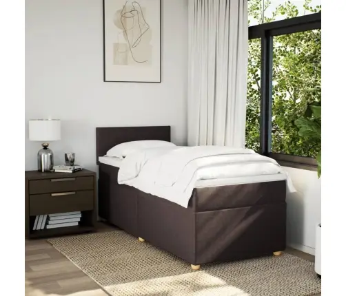 Lova Su Spyruoklėmis Ir Čiužiniu, Ruda, 90X200 cm Audinys