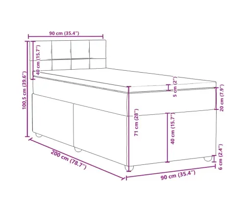 Atsperu Gultas Rāmis Ar Matraci, Pelēkbrūns, 90X200 Cm, Audums Vidaxl