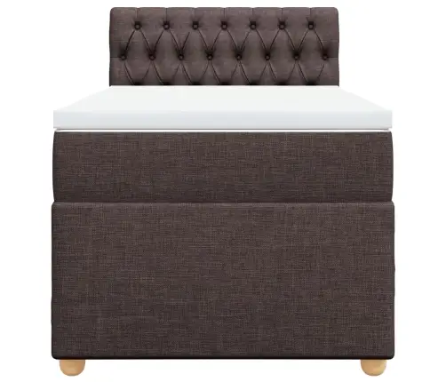 Atsperu Gultas Rāmis Ar Matraci, Tumši Brūna, 90X200 Cm, Audums Vidaxl