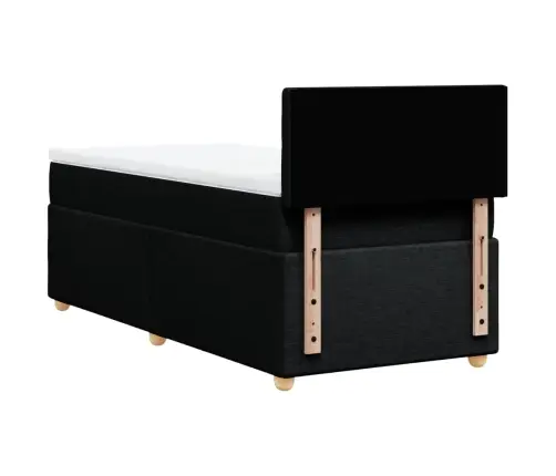 Atsperu Gultas Rāmis Ar Matraci, Melna, 90X200 Cm, Audums Vidaxl