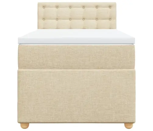 Lova Su Spyruoklėmis Ir Čiužiniu, Kreminė, 90X200 cm Audinys