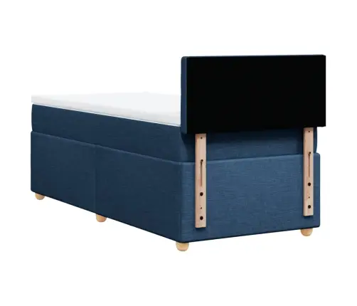 Atsperu Gultas Rāmis Ar Matraci, Zils, 90X200 Cm, Audums Vidaxl