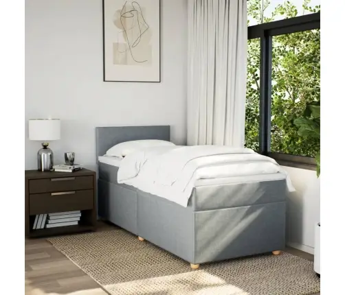 Atsperu Gultas Rāmis Ar Matraci, Gaiši Pelēka Audums, 100X200Cm Vidaxl