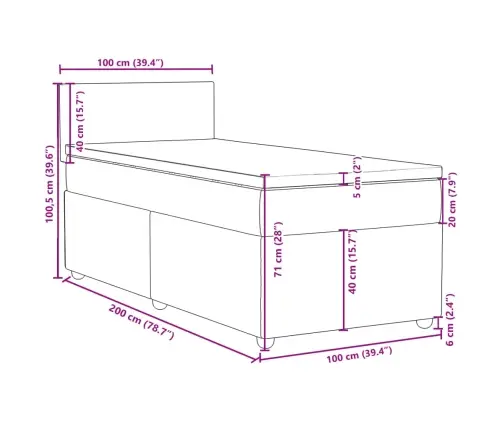 Kontinentaalvoodi Madratsiga, Pruunikashall, 100X200 cm Kangas
