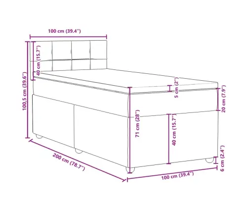 Lova Su Spyruoklėmis Ir Čiužiniu, Taupe, 100X200cm Audinys