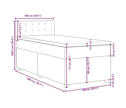 Lova Su Spyruoklėmis Ir Čiužiniu, Pilka, 100X200cm Audinys