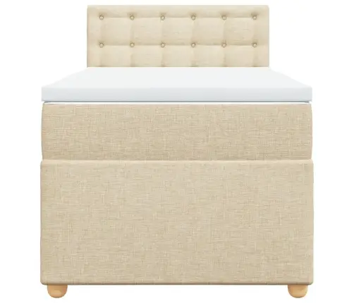 Atsperu Gultas Rāmis Ar Matraci, Krēmkrāsas, 100X200 Cm, Audums Vidaxl