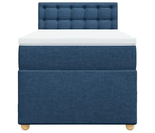 Atsperu Gultas Rāmis Ar Matraci, Zils, 100X200 Cm, Audums Vidaxl